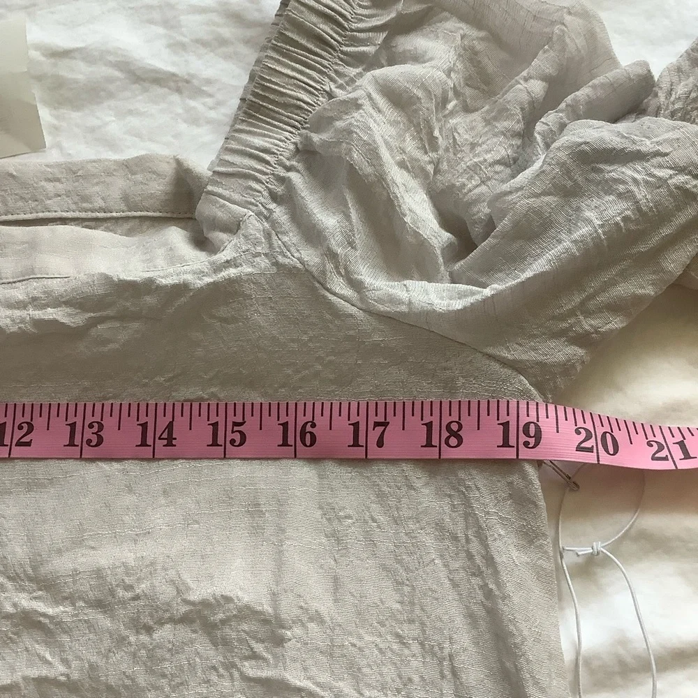 NWT Anthropologie Onetheland Square Neck 3/4 Flutter Sleeved Blouse Boho Top L - Picture 6 of 8